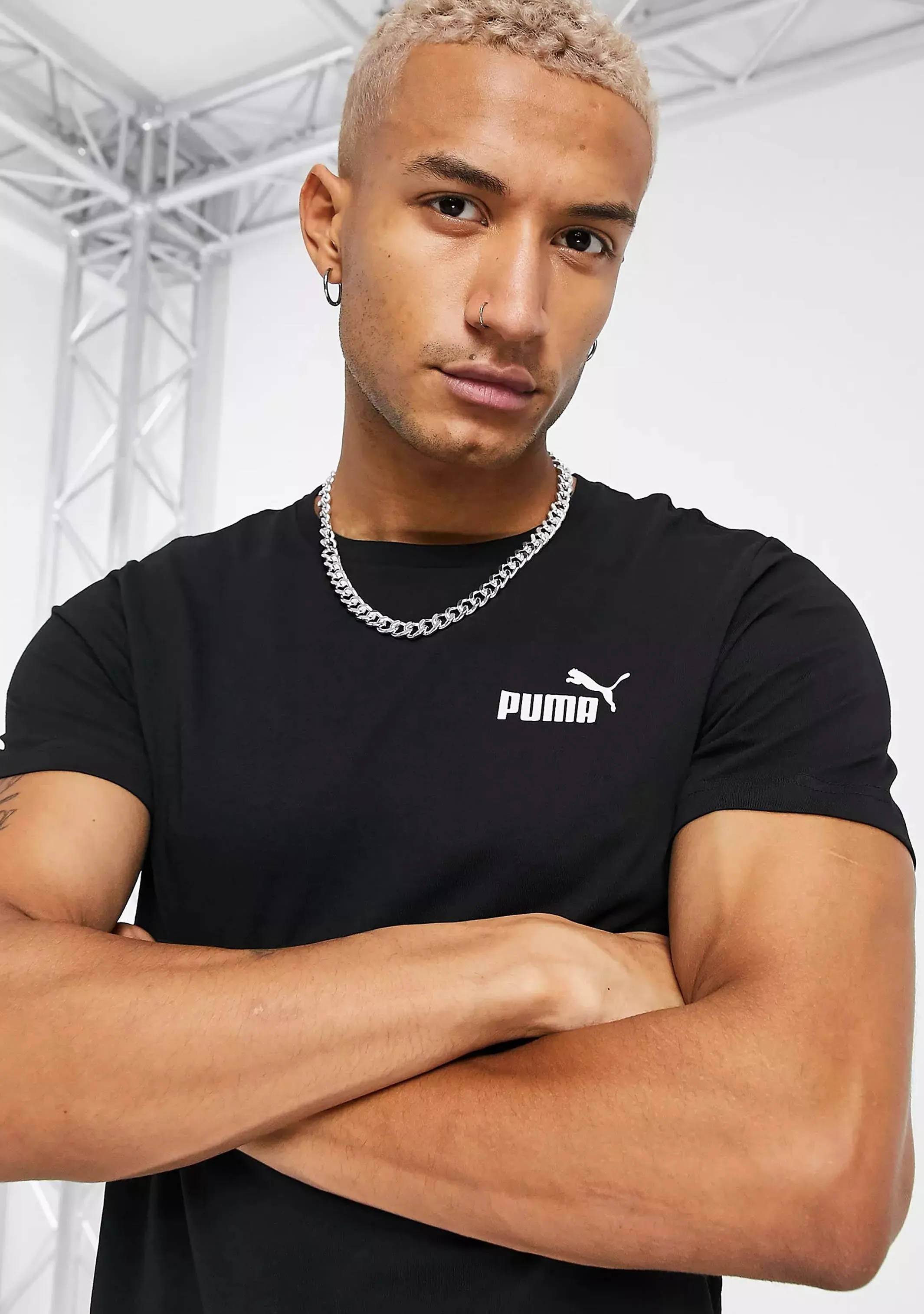 Puma Mens Essential Small Logo Tee Black <br> 851741 01