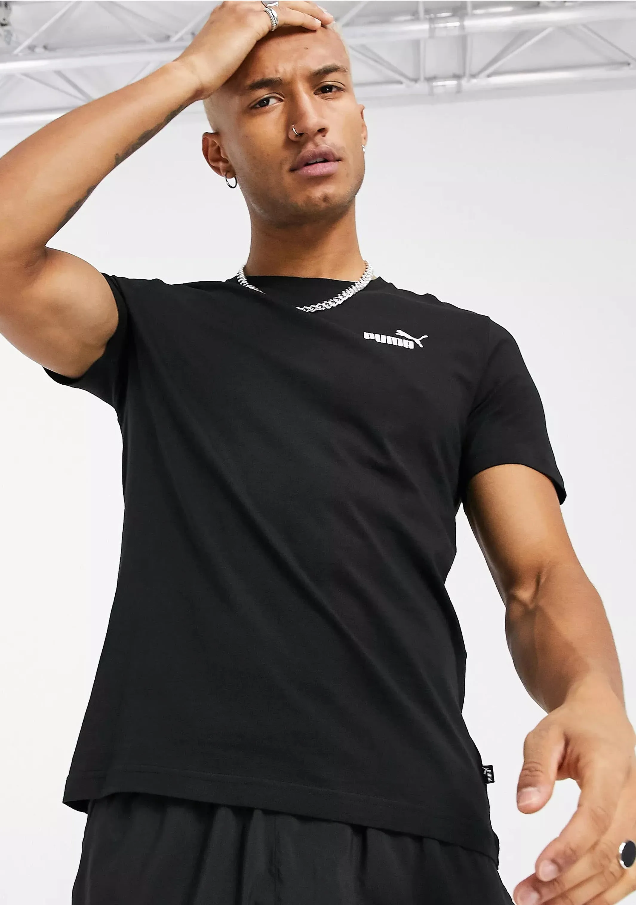 Puma Mens Essential Small Logo Tee Black <br> 851741 01