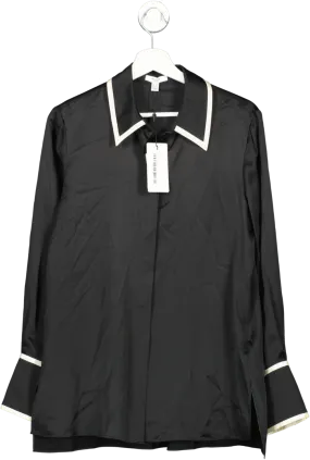 REISS Black Murphy Tipped Silk Shirt - Elegant UK Size 12 Design