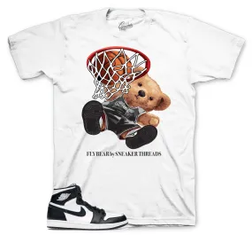 Retro 1 Black And White Shirt - Fly Bear - White