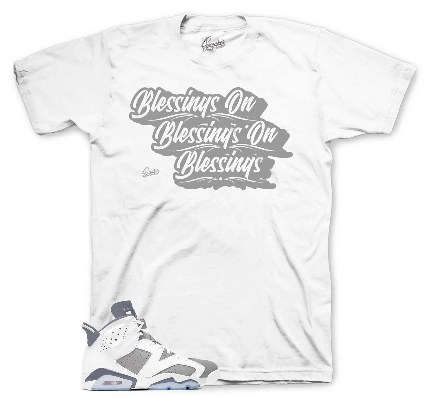 Retro 6 Cool Grey Shirt - Blessings - White