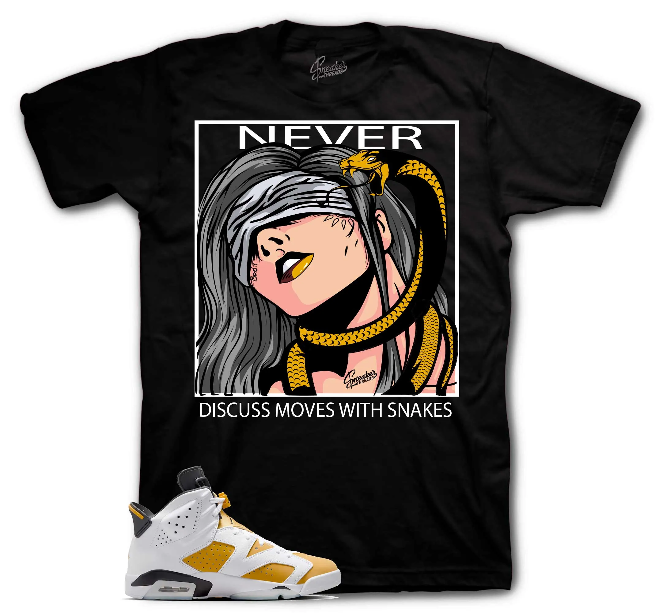 Retro 6 Yellow Ochre Shirt - Never Discuss - Black