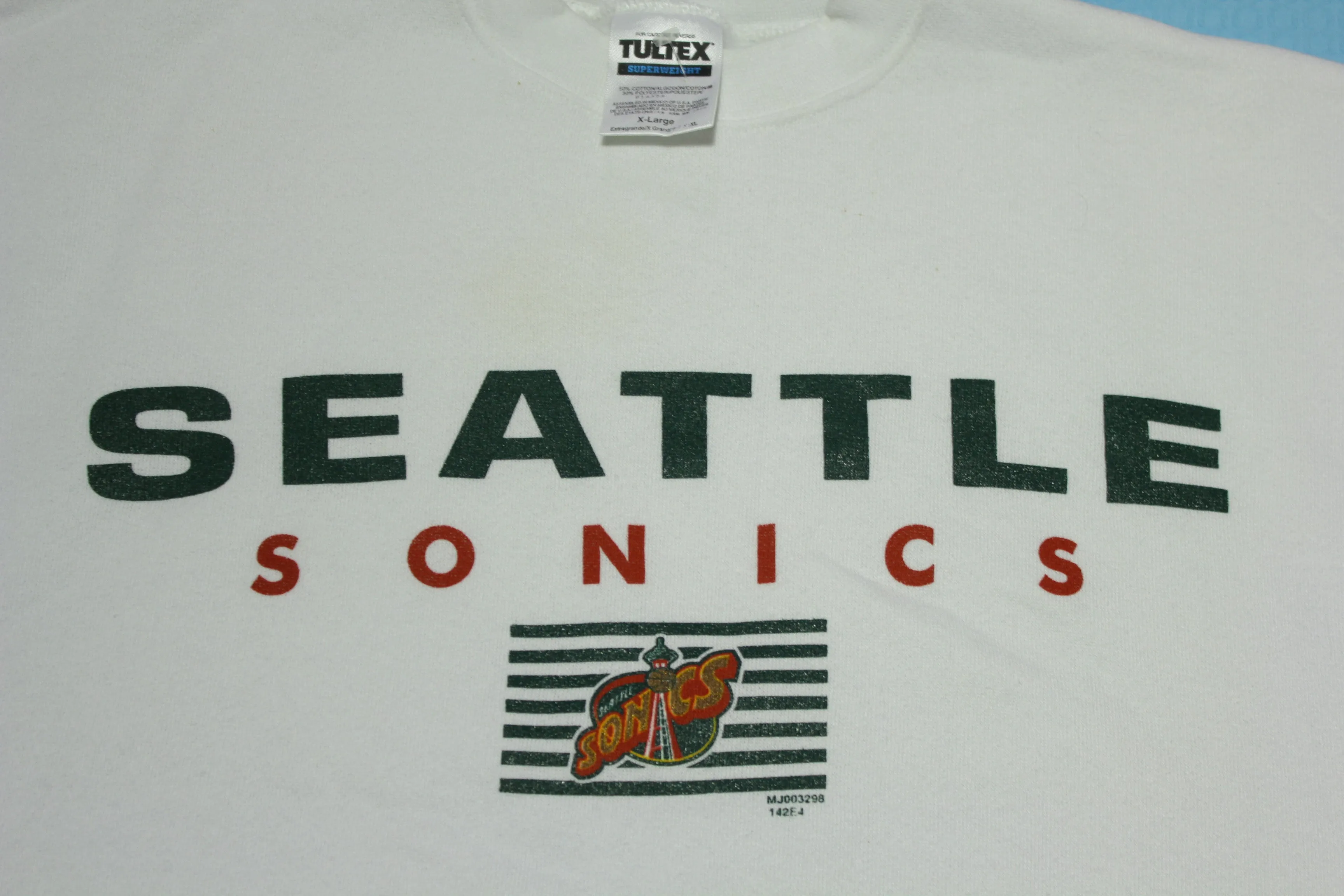 Seattle Sonics Vintage Deadstock Cocaine White Crewneck 90's Sweatshirt