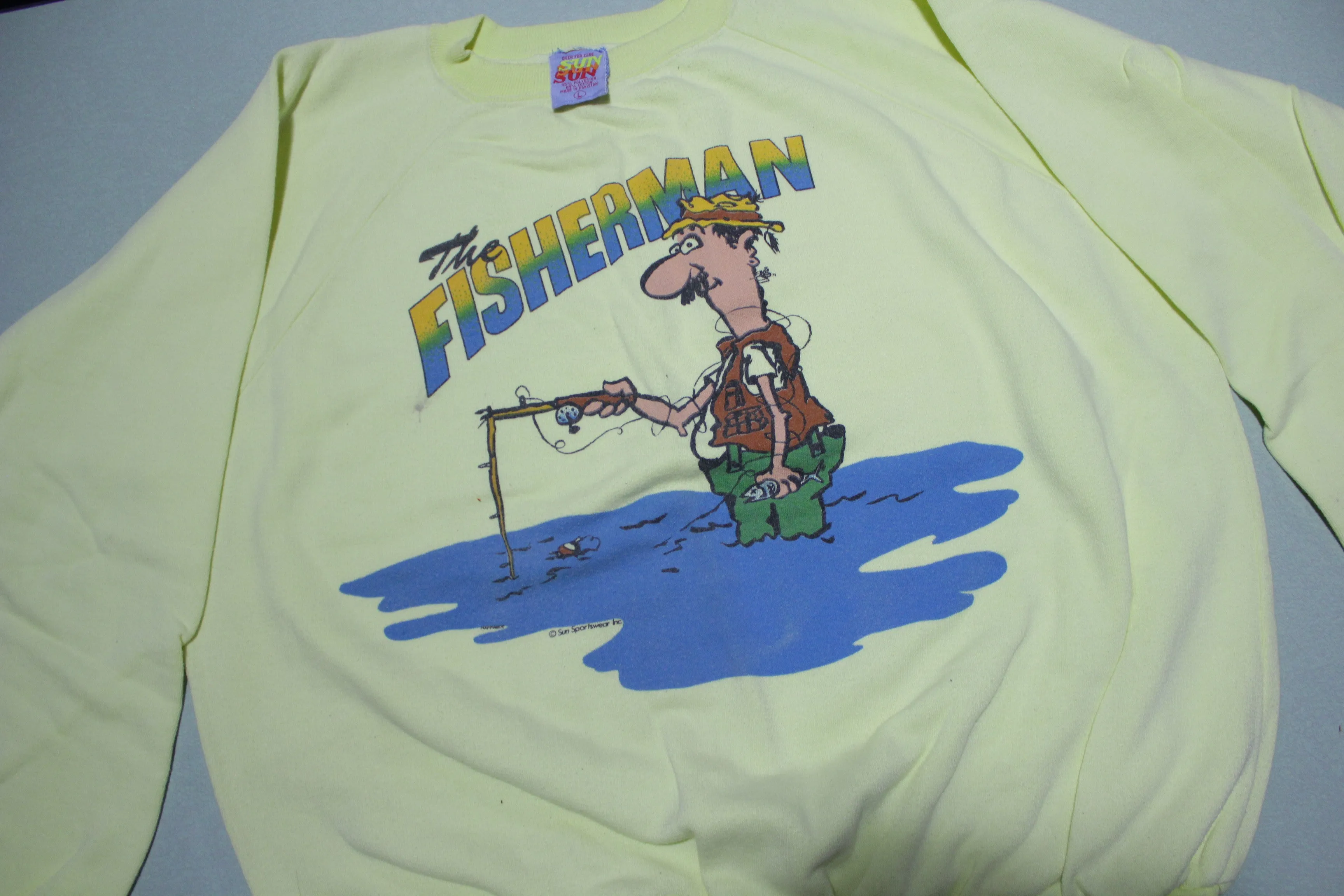 The Fisherman Sun Sportswear 1990 Big Fishing Pole 90's Crewneck Sweatshirt