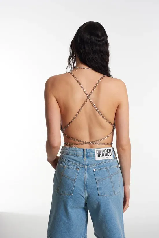 The Ragged Priest Gwen Chain Denim Bralet