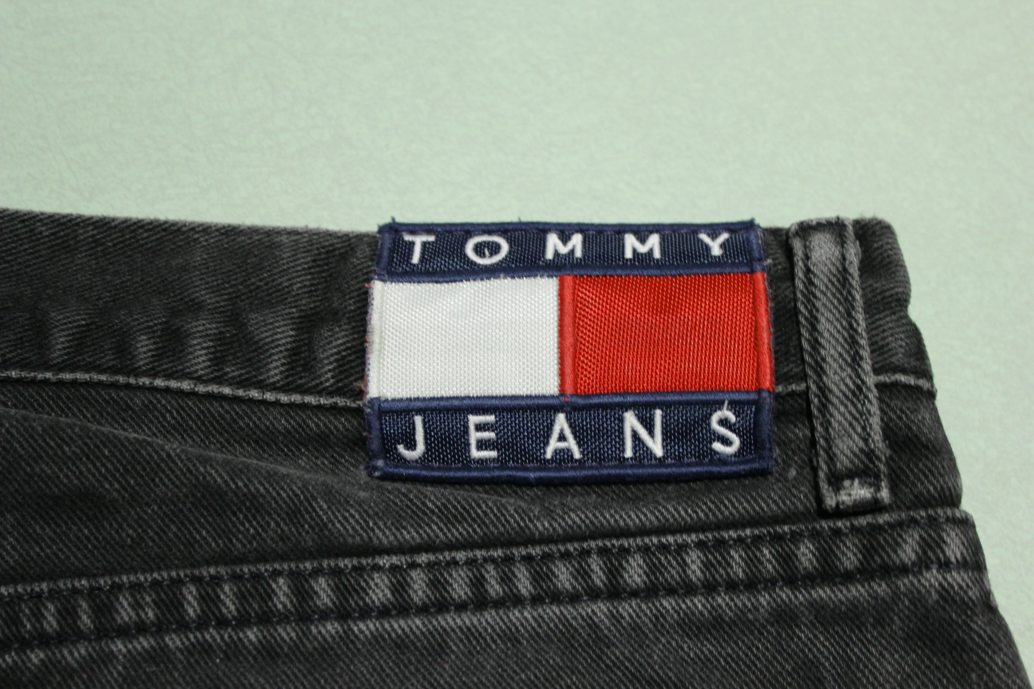 Tommy Hilfiger Vintage 90's Distressed Grunge Street Punk Black Denim Jeans