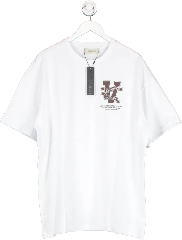 Vanquish White Weightlifting Team T Shirt UK L