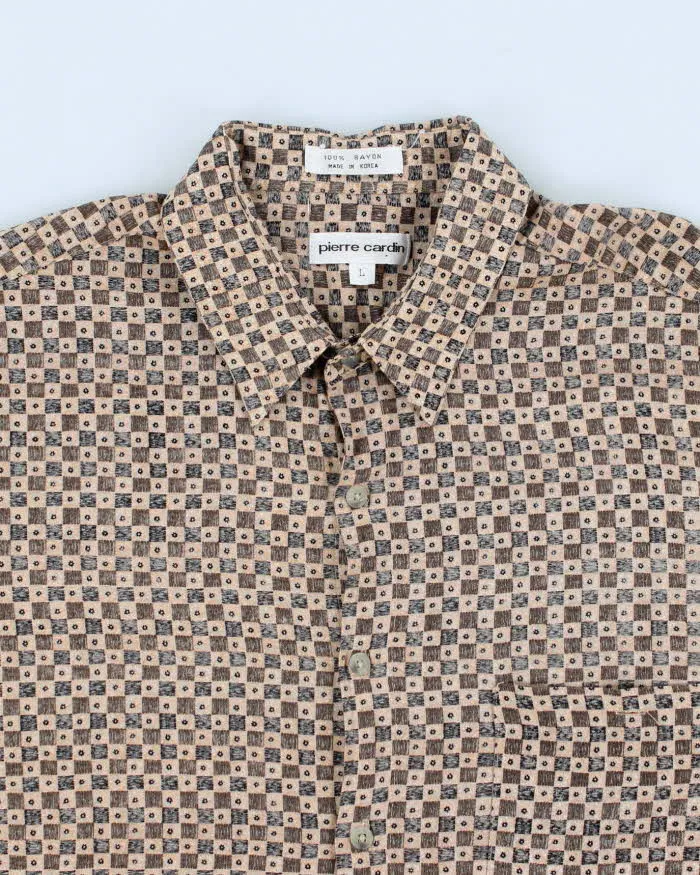 Vintage Men's Pierre Cardin Patterned Button up Brown  Shirt - L