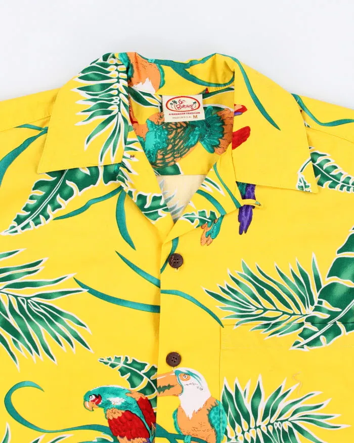 Vintage Men's Yellow Hawaiian Print Shirt - M