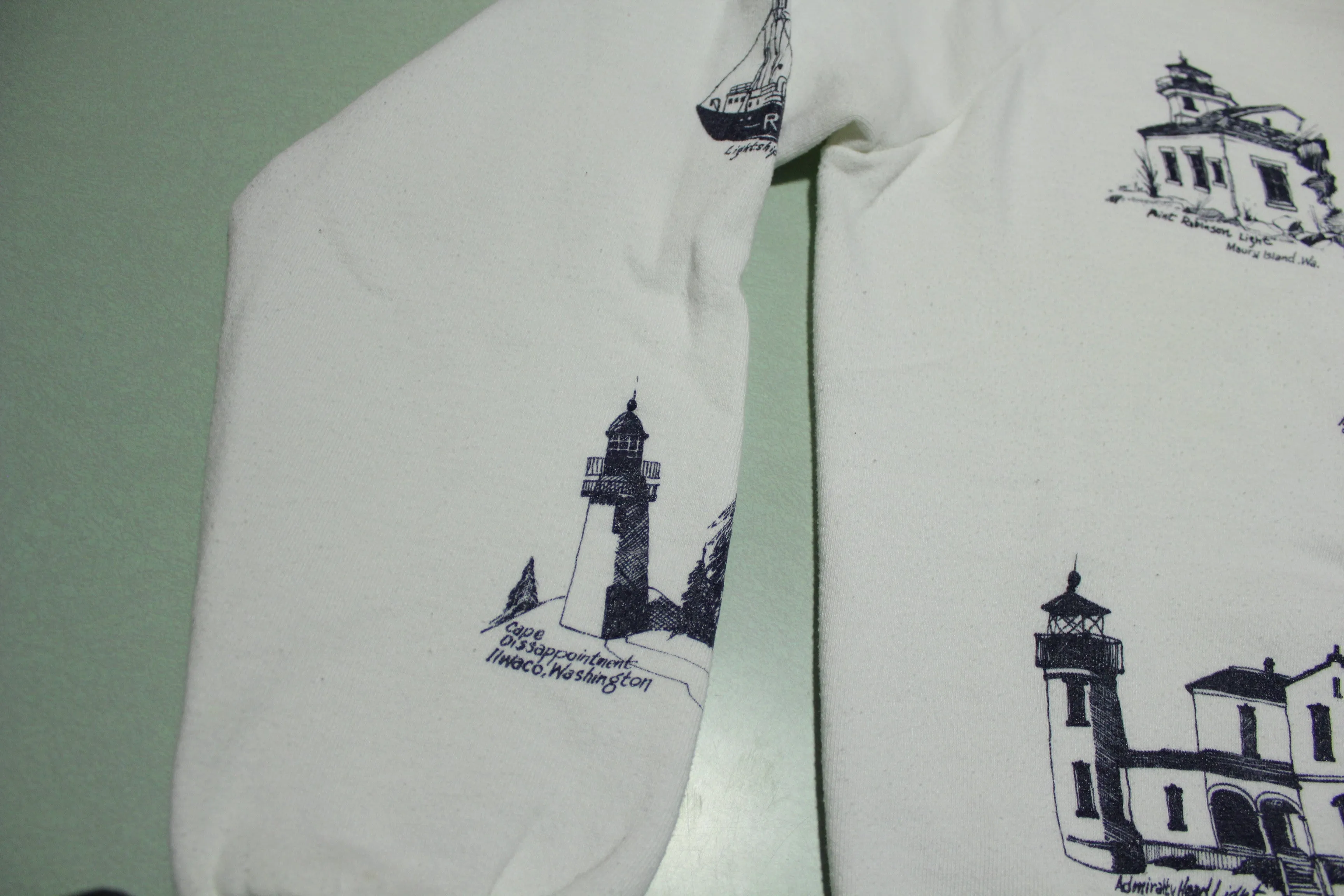 Washington Lighthouse All Over Print Vintage Jerzees USA Crewneck Sweatshirt