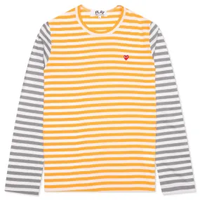 Women's Bi-Color Stripe T-Shirt - Yellow/Grey