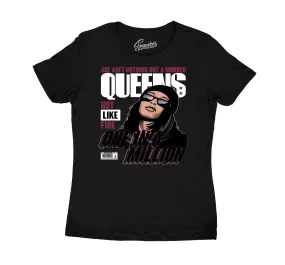 Womens Burgundy 8 Shirt - Queens - Black