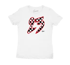 Womens Gym Red 9 Shirt - Checkered - White