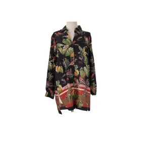 ZARA Black Leaf and Parrot Print Collared Shirt | Gently Used |